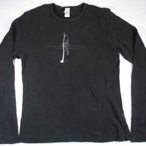 Bourbon Street New Orleans Trumpet Shirt Women's Large Black Vintage Y2K Music